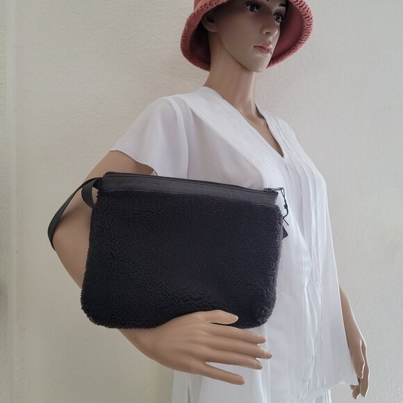 VIAVENETO Delilah Curly Lambskin Shearling Large Pouch/Wristlet- Chocolate Brown - Picture 16 of 16